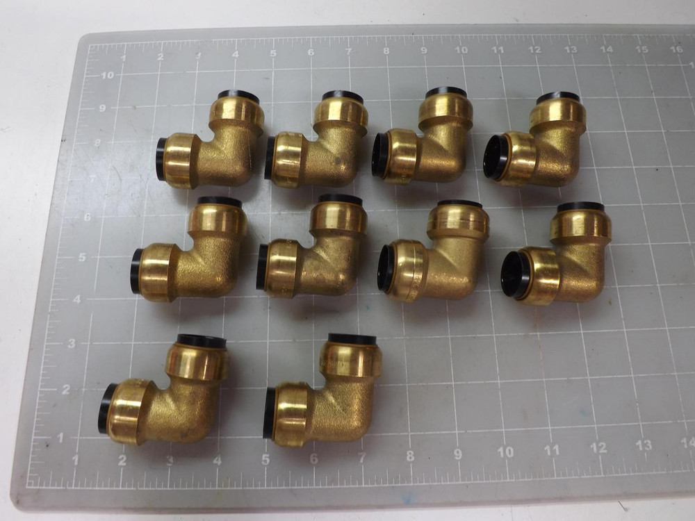 LOT OF 10 NSF61/C 1061 BRASS PUSH FIT ELBOW FITTINGS T50824