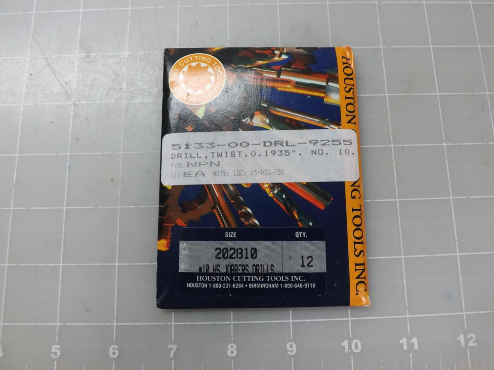 LOT OF 12 HOUSTON CUTTING TOOLS 5133-00-DRL-9255 TWIST DRILL T50863