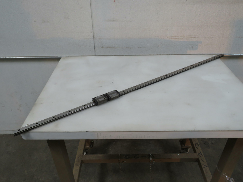 Lot of 2 IKD LWE15  LInear Bearing Blocks on a 44 In Rail  For Sale