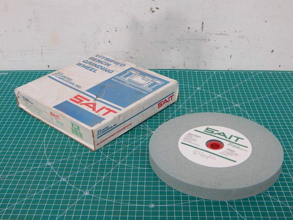 Sait 28142 Type 1 Bench Grinder Wheel VITRIFIED BENCH WHEEL, 10" X 1" X 1-1/4", GC120, 2400 RPM, GREEN SILICON CARBIDE  For Sale
