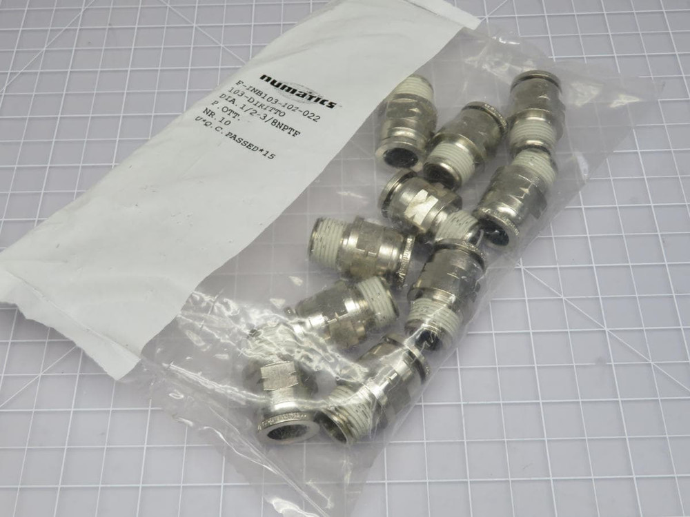 LOT OF 10 NUMATICS F-INB103-102-022 103-DIRITTO DIA 1/2-38NPTF T192835
