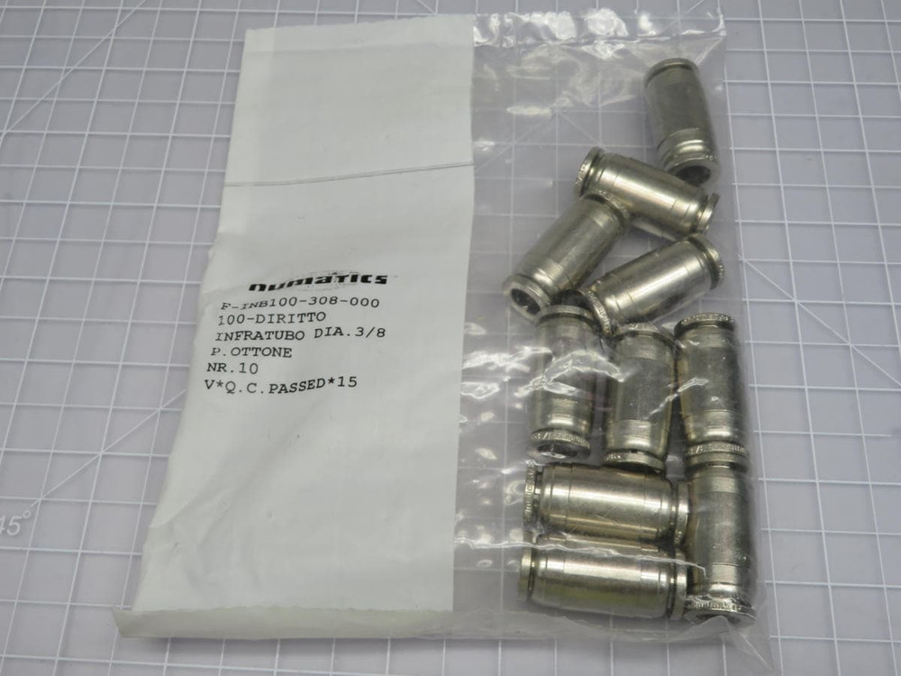 LOT OF 10 NUMATICS F-INB100-308-000 100-DIRITTO INFRATUBO DIA 3/8 P OTTONE T192836