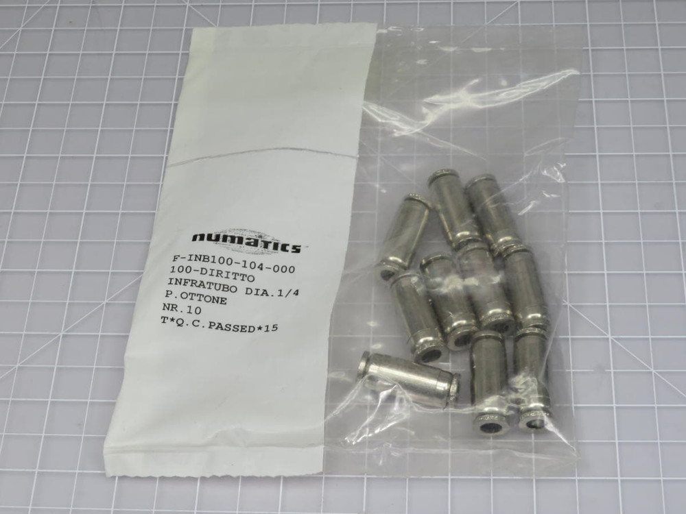 LOT OF 10 NUMATICS F-INB100-104-000 100-DIRITTO INFRATUBO DIA 3/8 P OTTONE T192838
