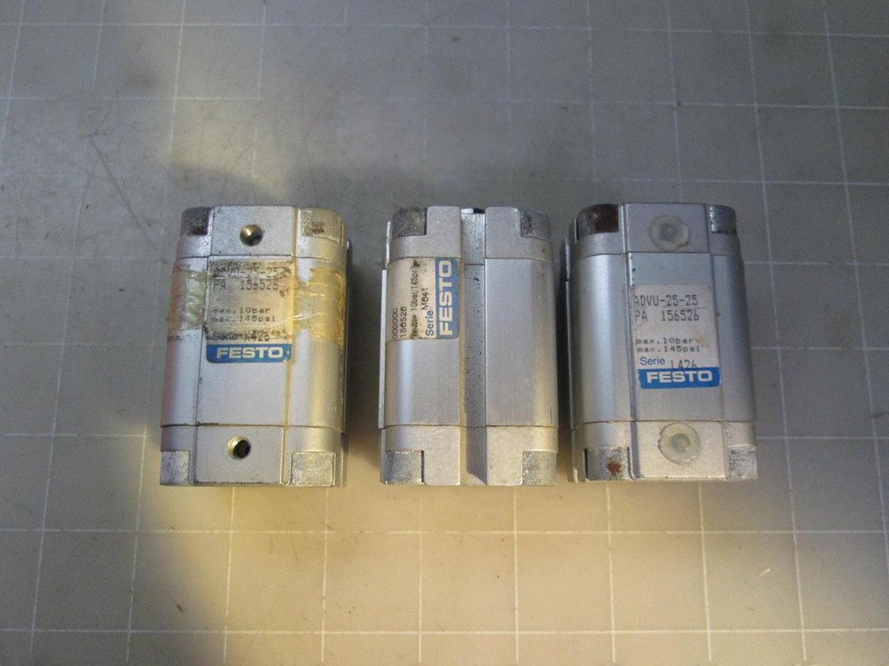 LOT OF 3 FESTO ADVU-25-25 DOUBLE ACTING AIR CYLINDERS T53402