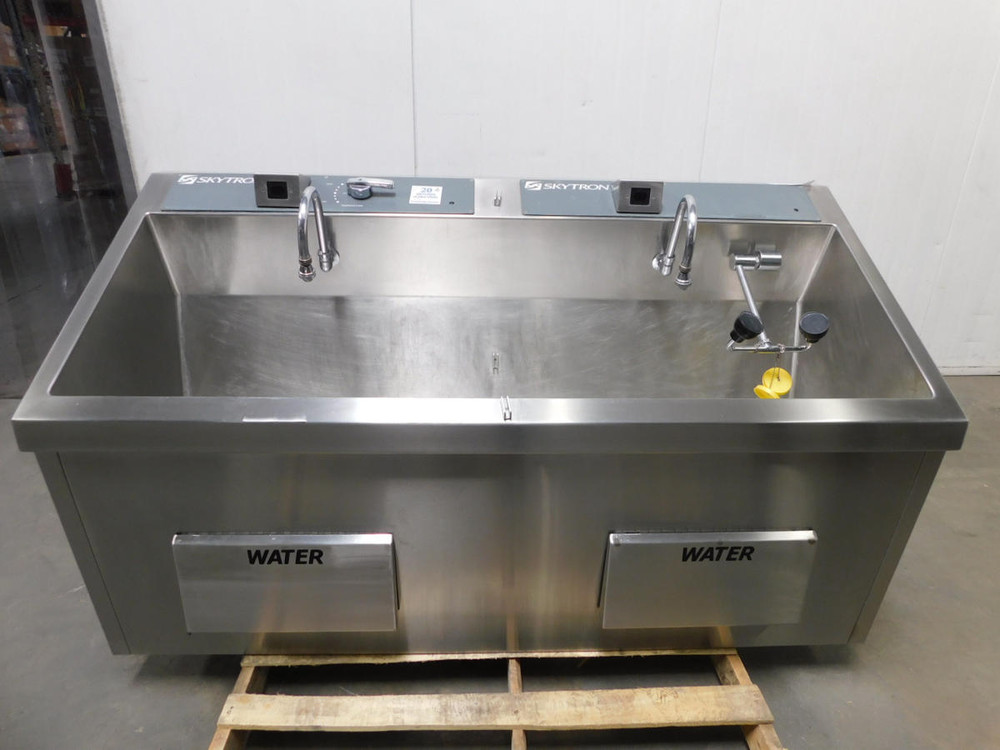 Skytron SS2122-MK-IR  Two Station Surgical Scrub Sink Stainless Steel  For Sale