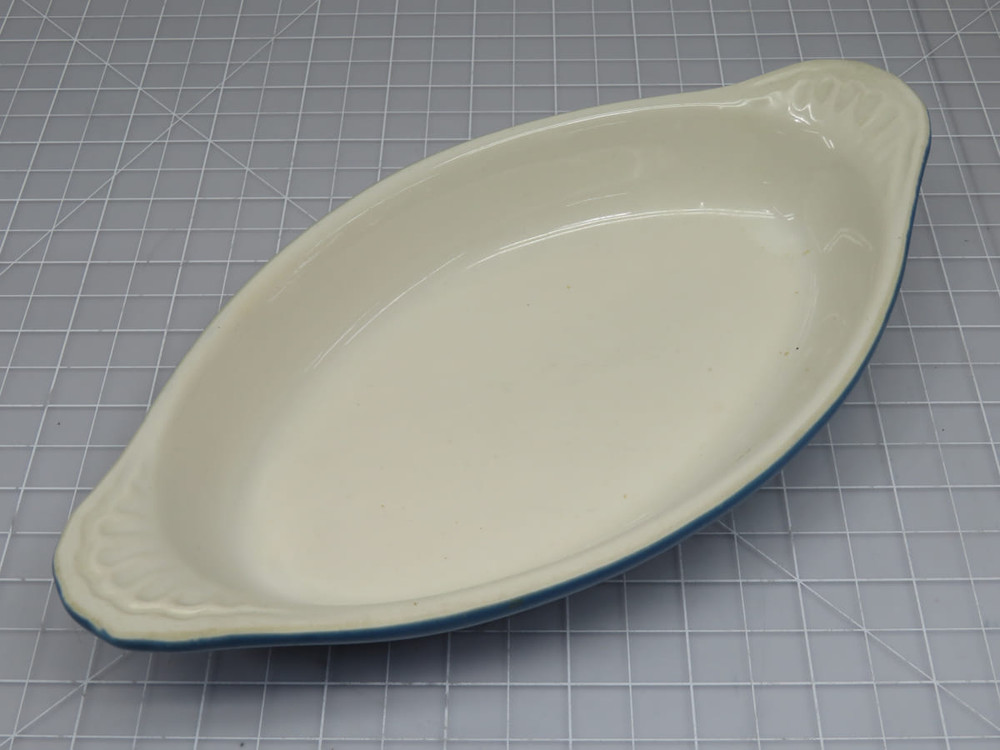 Blue Porcelain Oval Baking Dish  For Sale