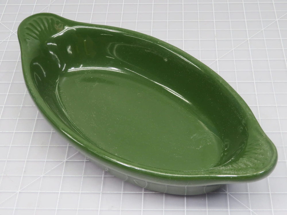 Green Porcelain Oval Baking Dish  For Sale