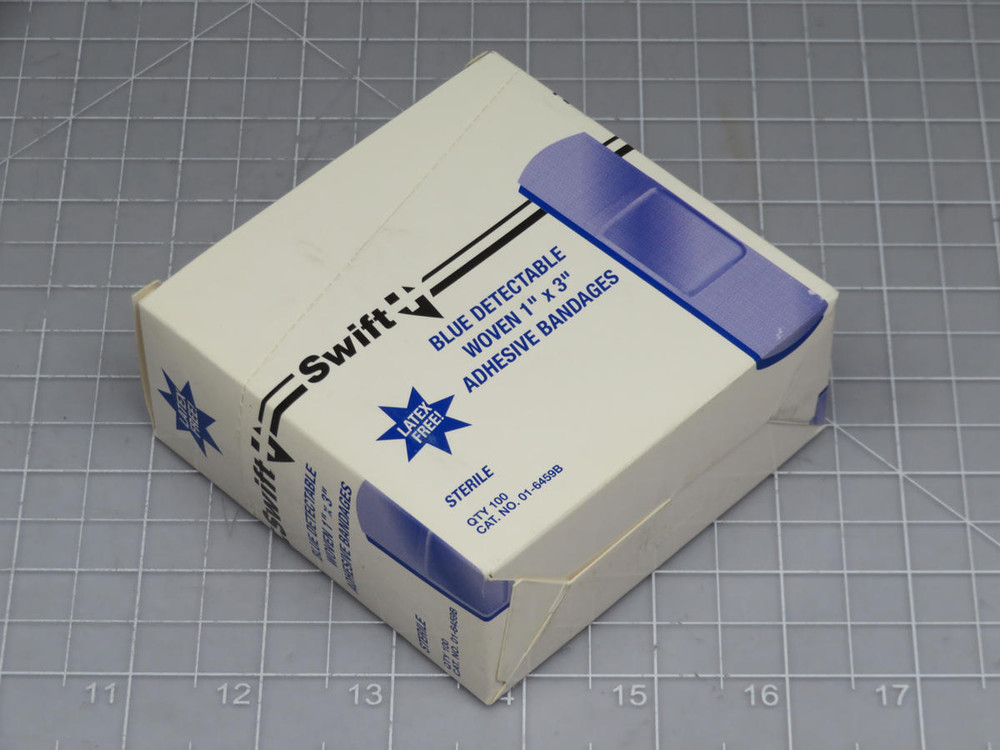 Lot of 4300 Swift 01-6459B  Blue Detectable Woven 1 X 3 in Adhesive Bandages  For Sale