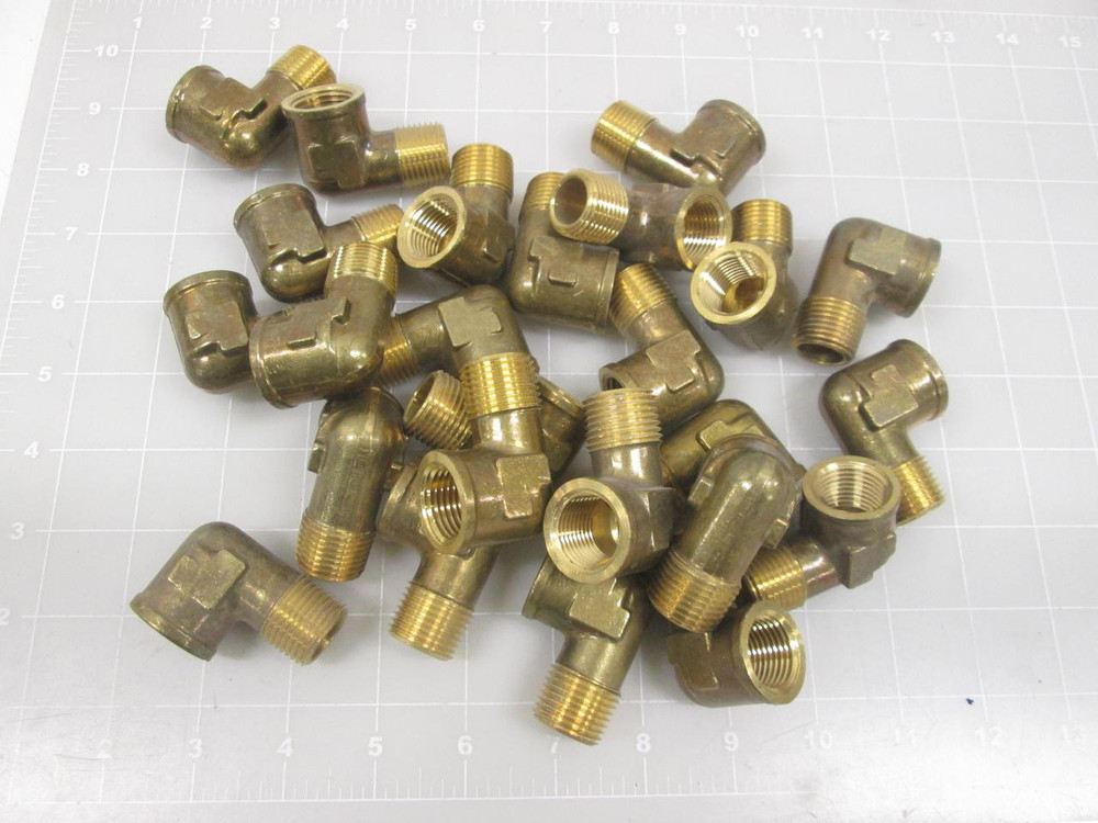 LOT OF 25 BRASS ELLS 1/2" MPT X 1/2" FPT T63282