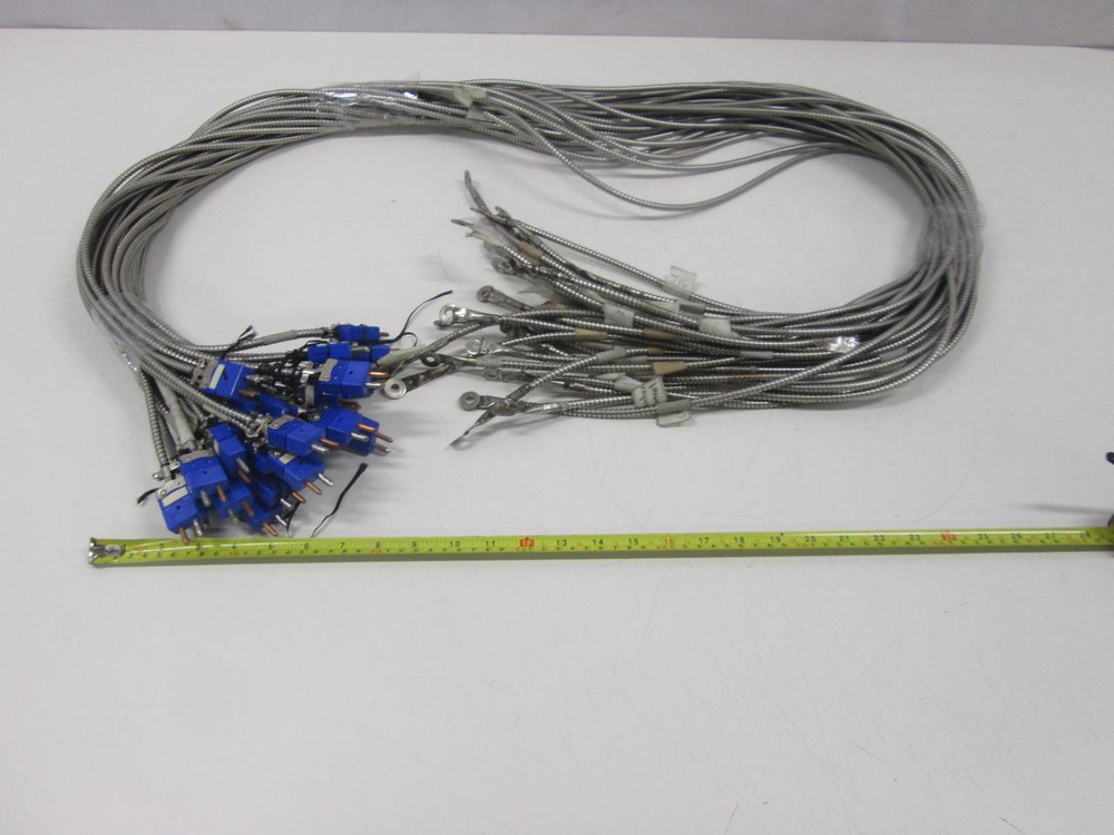 LOT OF 28 T-TYPE E80626A THERMOCOUPLE W/ ROUND PIN CONNECTOR AND WASHER (76" LENGTH) T63330