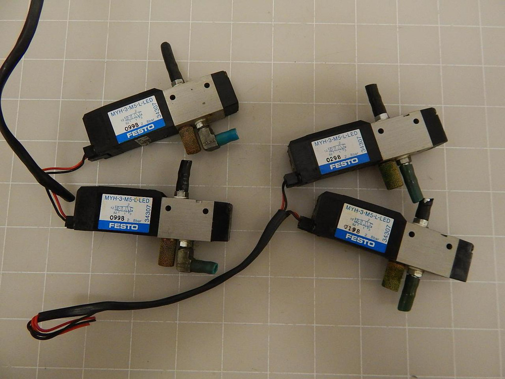 LOT OF 4 FESTO MYH-3-M5-L-LED SOLENOID VALVES T64128