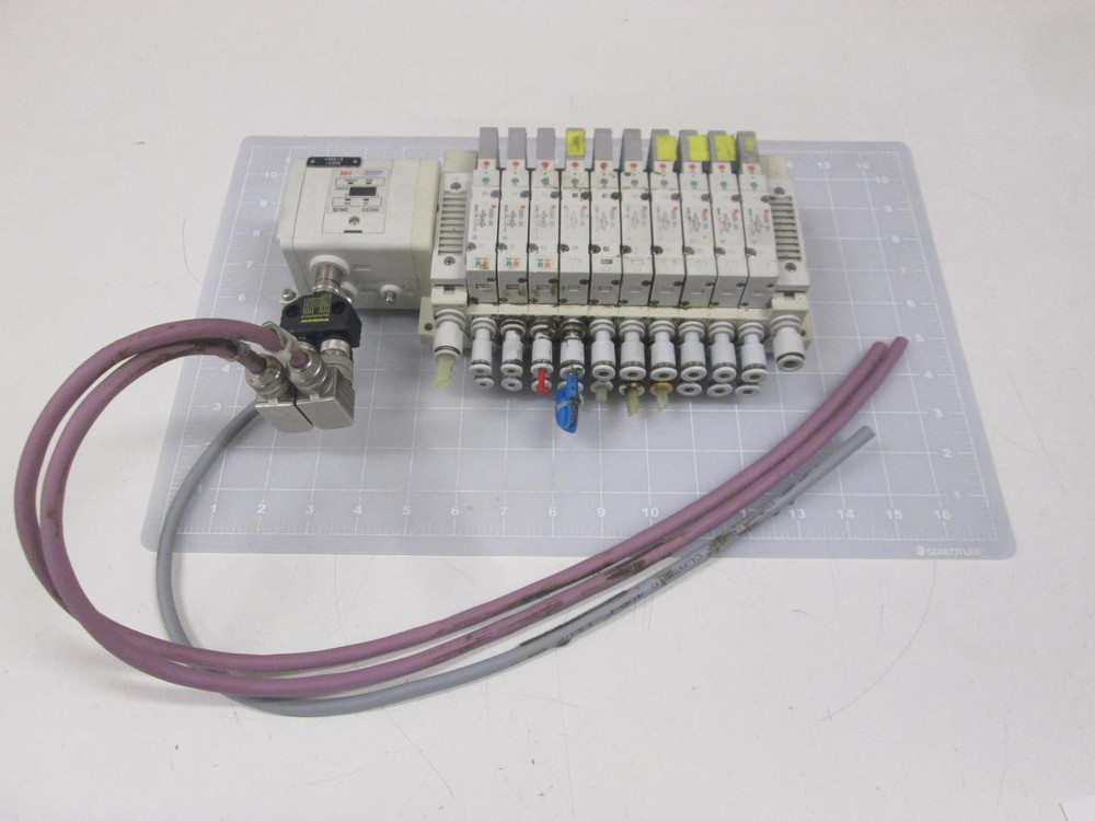 LOT OF 10 SMC SV2A00-5FU EX250 SOLENOID VALVES W/ PROGRAMMABLE CONTROLLER T65546