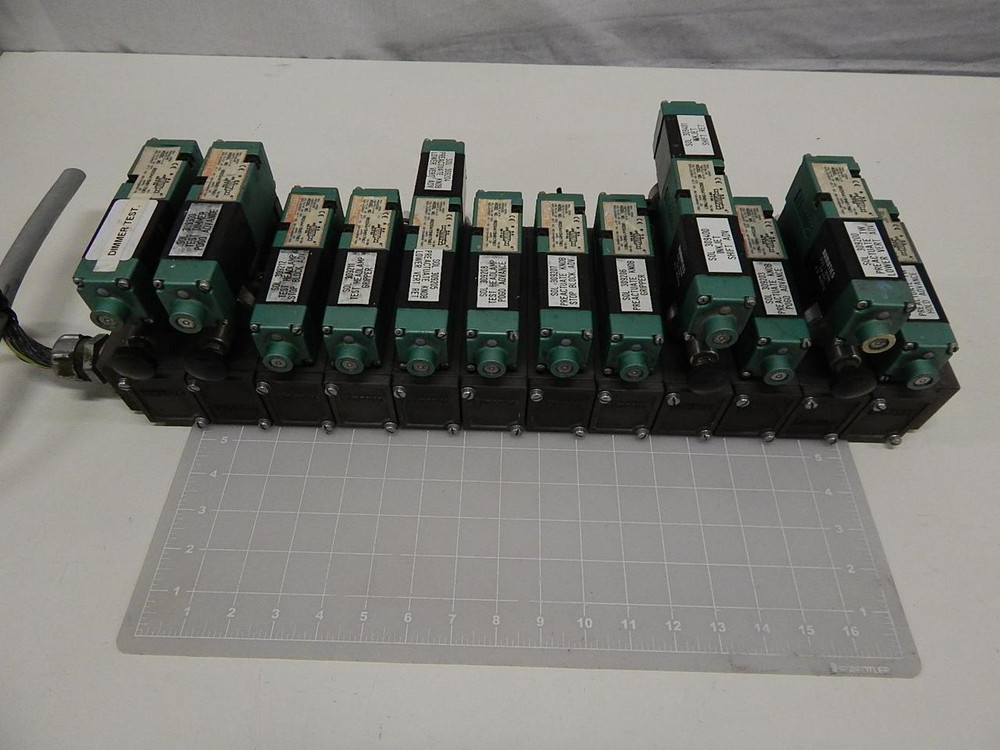 LOT OF 12 NUMATICS 082SA415M017N61 SOLENOID VALVES W/ MANIFOLD T68156