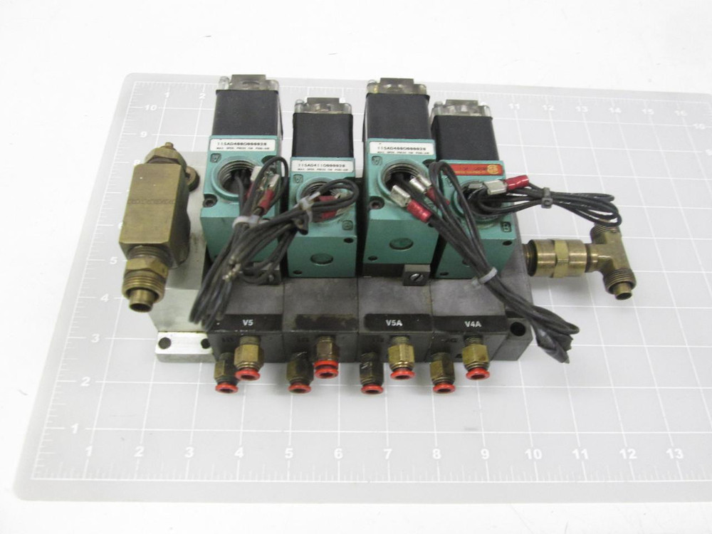 LOT OF 4 11SAD411O000020 11SAD400O000020 SOLENOID VALVES W/ MANIFOLD T68329
