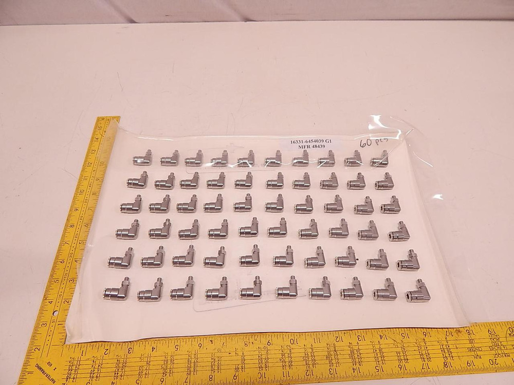 LOT OF 60 16331-6454039 1/4 STEEL ELBOW PNEUMATIC QUICK CONNECTOR FITTINGS T74487