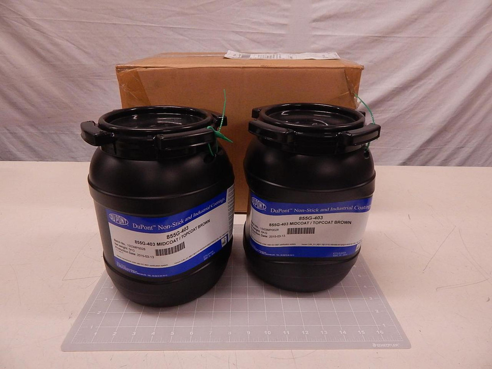 LOT OF 2 DUPONT 855G-403 NON-STICK AND INDUSTRIAL COATING MIDCOAT/TOPCOAT BROWN 10 KG TOTAL