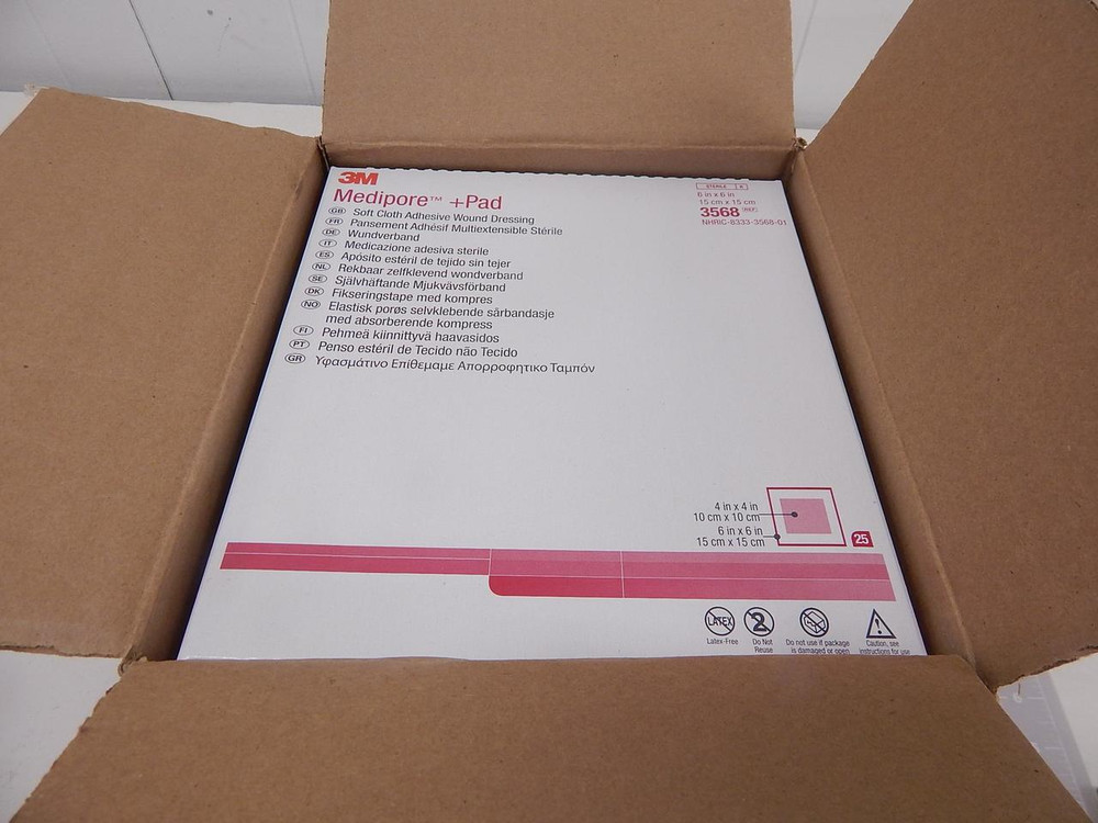 Lot of 100 3M 3568, NHRIC-8333-3568-01, 2019-02FH Medipore + Pad, Soft Cloth Adhesive Wound Dressing T91812 For Sale