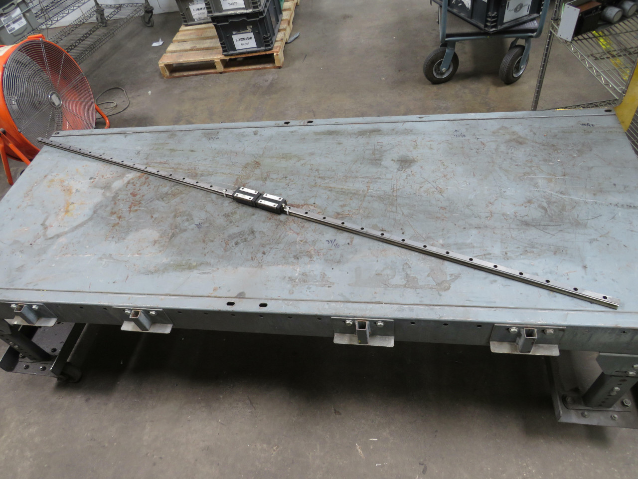 Lot of 2 THK HSR20  Linear Bearing Blocks On 82 1/2 In Rail  For Sale