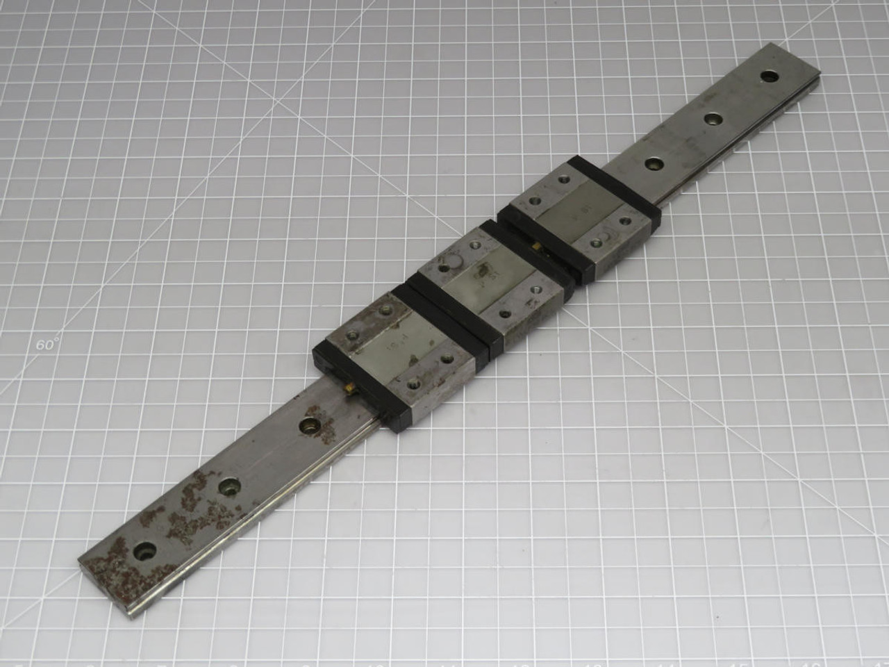 Lot of 3 IKD LWLF30 BCS  Linear Bearing Blocks on a 15.5 in Rail  For Sale