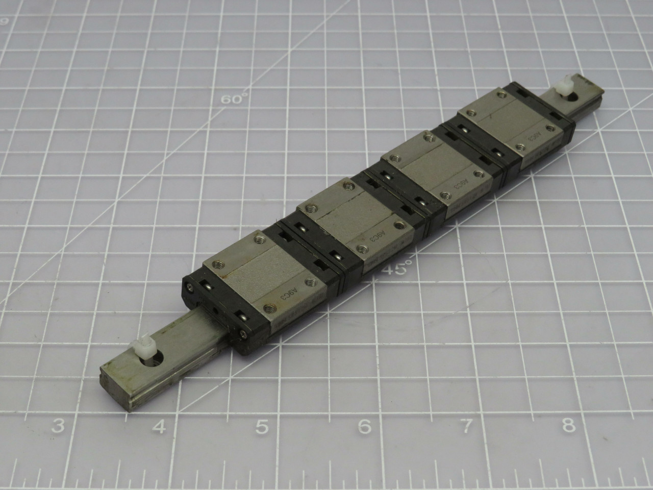 Lot of 4 THK SRS12M  Linear Bearing Blocks on a 8 In Rail  For Sale