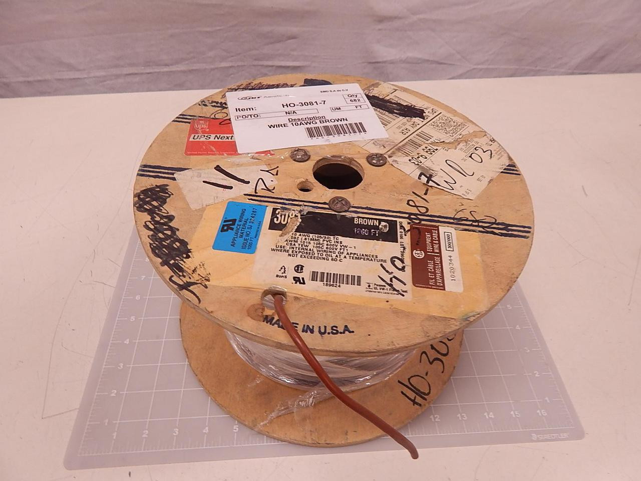 LOT OF 682 FT JTB AEROTECH HO-3081-7 3081 WIRE 10 AWG 600 V PVC INSULATED T83651