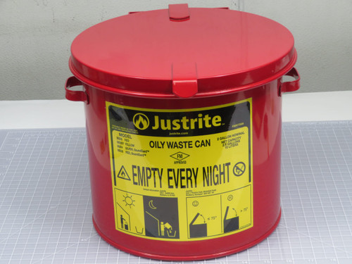 Justrite 09208   Oily Waste Can 2 Gallon Red  For Sale