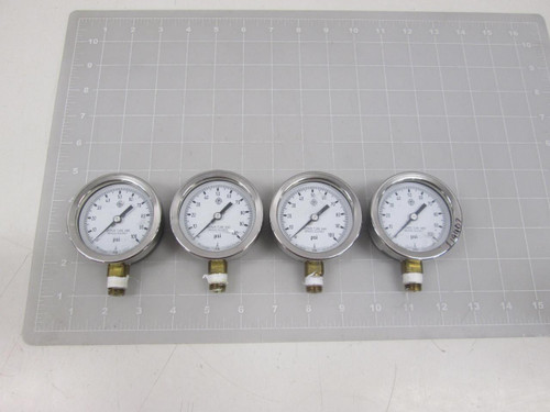 LOT OF 4 MC DANIEL CONTROLS 0-100 PSI GAUGES T62162
