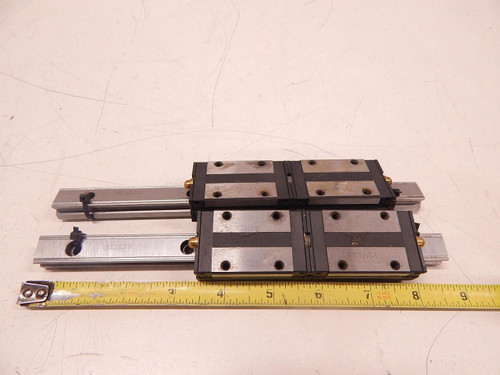 LOT OF 4 THK SSRIS JG2I28 Y2W19 Y2W18 BEARING W/ 9" CNC LINEAR SLIDE RAILS