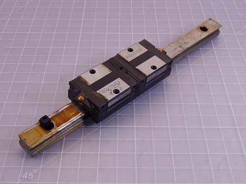 Lot of 2 THK SSR15, FG4E455 Bearings W/ 9 In Rail T94709 For Sale