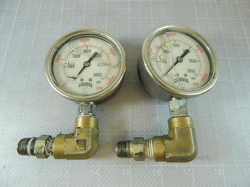 Lot of 2 Winters 1953 0-3000 PSI Gauges T100519 For Sale