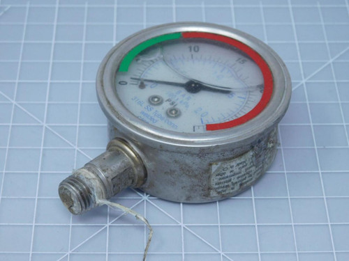 316L SS Tube/conn. Welded Case Pressure Gauge 0-30 PSI T125925 For Sale