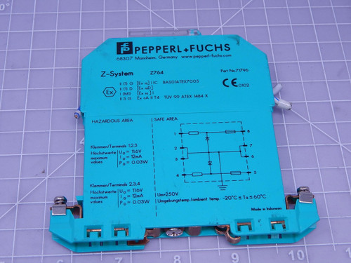 Pepperl Fuchs Z764    Zener Barrier, Voltage, DC, 1 Channel Output, 2 Channel Input For Sale