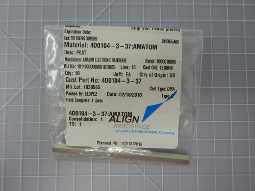 Amatom Electronic Hardware 4D0104-3-37    Hardware For Sale