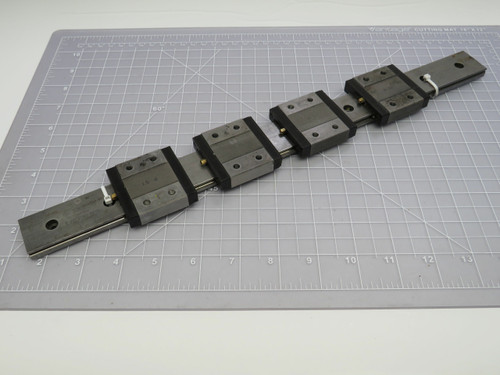 LOT OF 4 IKO LWLF30BCS LINEAR BEARINGS ON 15 INCH RAIL T168949