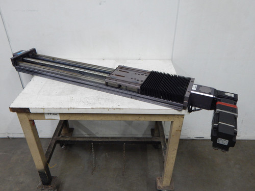 Thomson Superslide Systems 2HBM200YPML NTR34-001 32-513751-8918 Angle Gearhead 43 1/2" Superslide Ball Screw Linear Stage Positioner  w/  Allen-Bradley Motor  For Sale