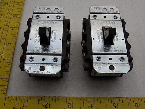 LOT OF 2 HUBBELL HBL7810D GENERAL PURPOSE SWITCHES 30A 600VAC T20029