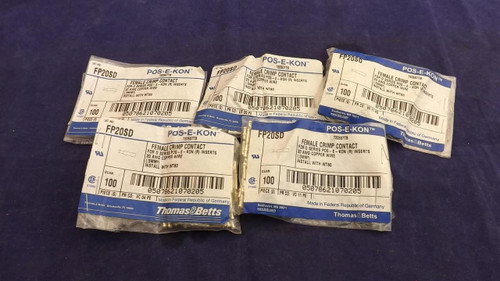 LOT OF 500 THOMAS & BETTS FP20SD FEMALE CRIMP CONTACTS T22110