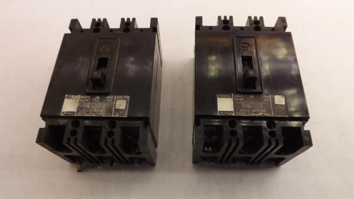 LOT OF 2 WESTINGHOUSE EHB3015 CIRCUIT BREAKER 480 VAC 3-POLES T22465