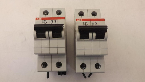 LOT OF 2 ABB S202 K2A 2 POLE CIRCUIT BREAKER T29445