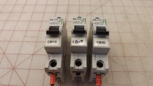 LOT OF 3 MOELLER FAZN C6 CIRCUIT BREAKERS T32514