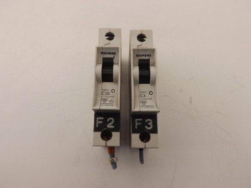 LOT OF 2 SIEMENS 5SX2 C4 CIRCUIT BREAKER T37683
