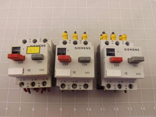 LOT OF 3 SIEMENS 3VE1010-2F STARTERS T45985