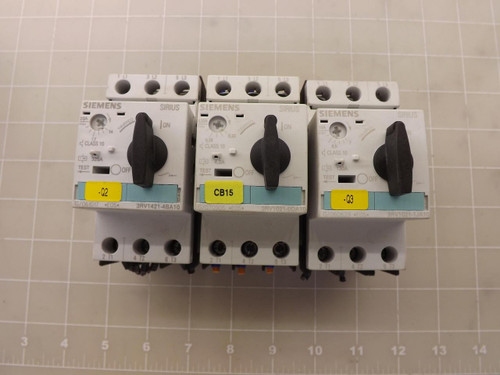 LOT OF 3 SIEMENS 3RV1021-0DA10 STARTER T47338