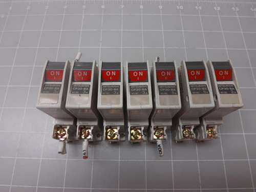 LOT OF 7 MITSUBISHI CP30-BA CIRCUIT BREAKERS T48608