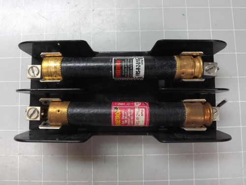 LOT OF 2 FUSETRON FRS-R-2 8/10 FRS-R-2-8/10 FUSES W/ FUSE HOLDER T49907