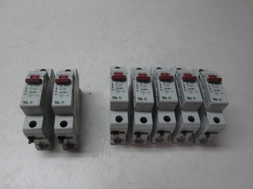 LOT OF 7 MOELLER FAZ C25 FAZ C16 CIRCUIT BREAKERS T55314