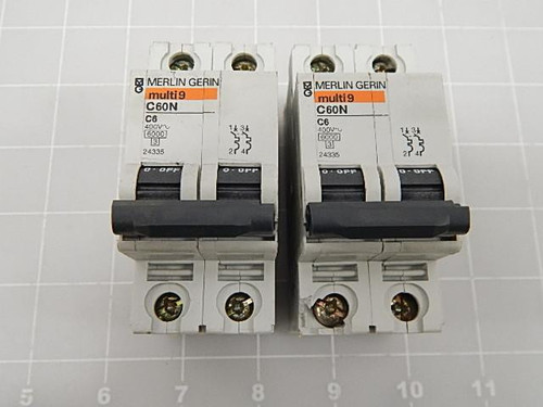 LOT OF 2 MERLIN GERIN SCHNEIDER ELECTRIC C60N C6 CIRCUIT BREAKER T57449