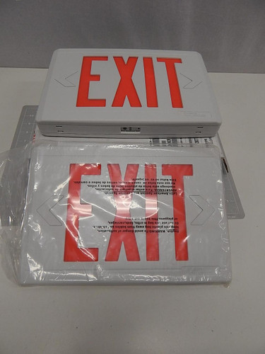 PHILIPS CHLORIDE CXXL3RWDR WHITE EXIT SIGN W RED LETTERS T60914