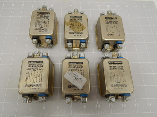 LOT OF 6 SCHAFFNER FN 355-20/03 POWER LINE FILTER T69038