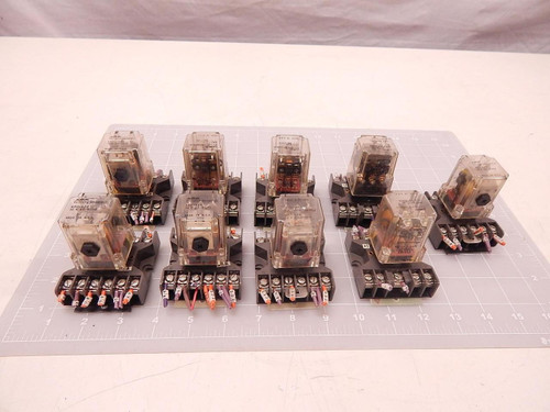 LOT OF 9 AMF POTTER & BRUMFIELD KRP14AG RELAYS W/ SOCKET T77187